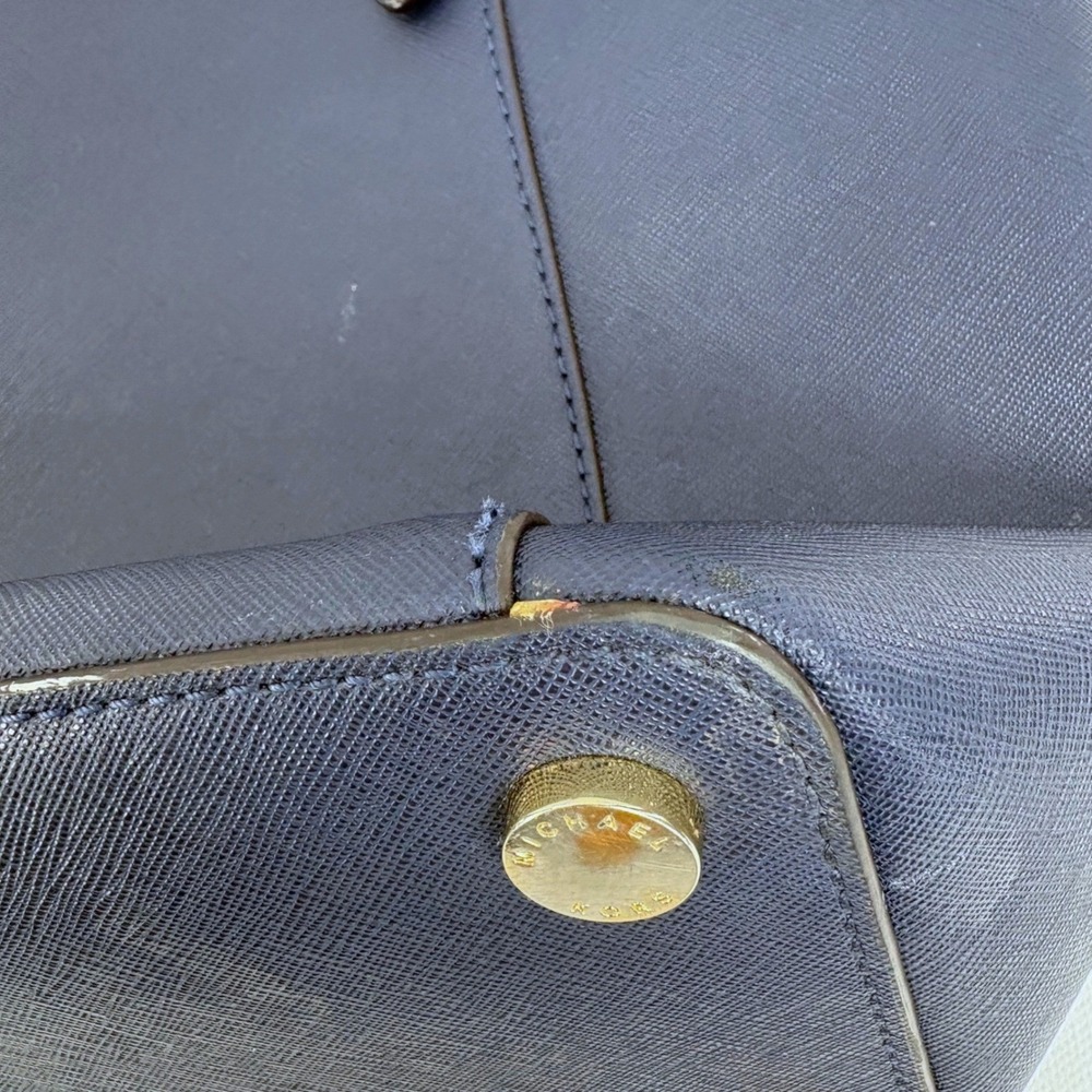 Michael Kors Jet Set Travel Saffiano Leather Tote Bag Navy Blue‎ - Picture 5 of 11